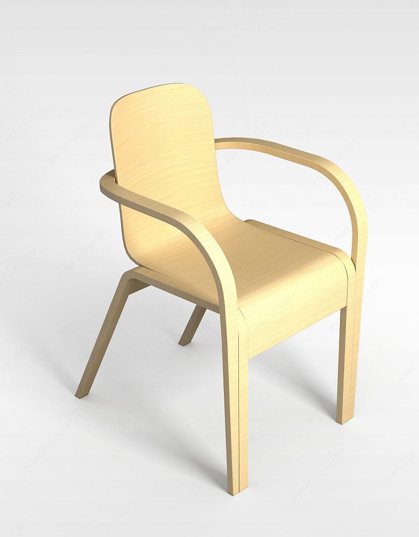 木质单人椅3D模型