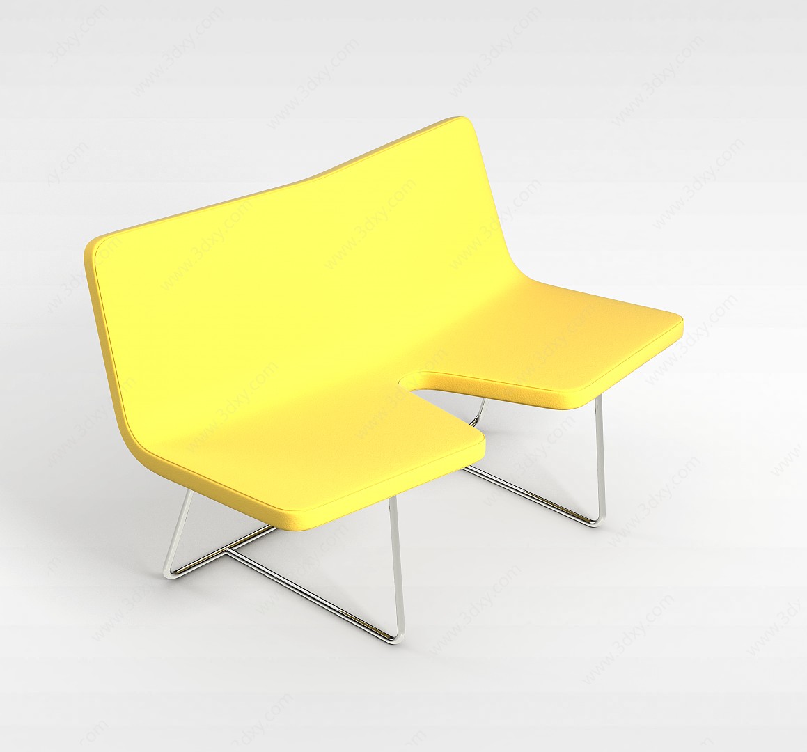 黄色双人椅子3D模型