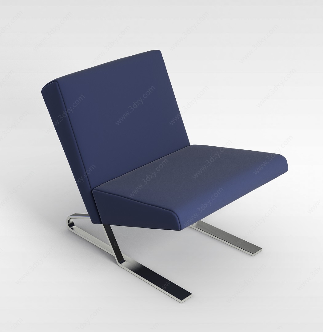 蓝色单人沙发3D模型