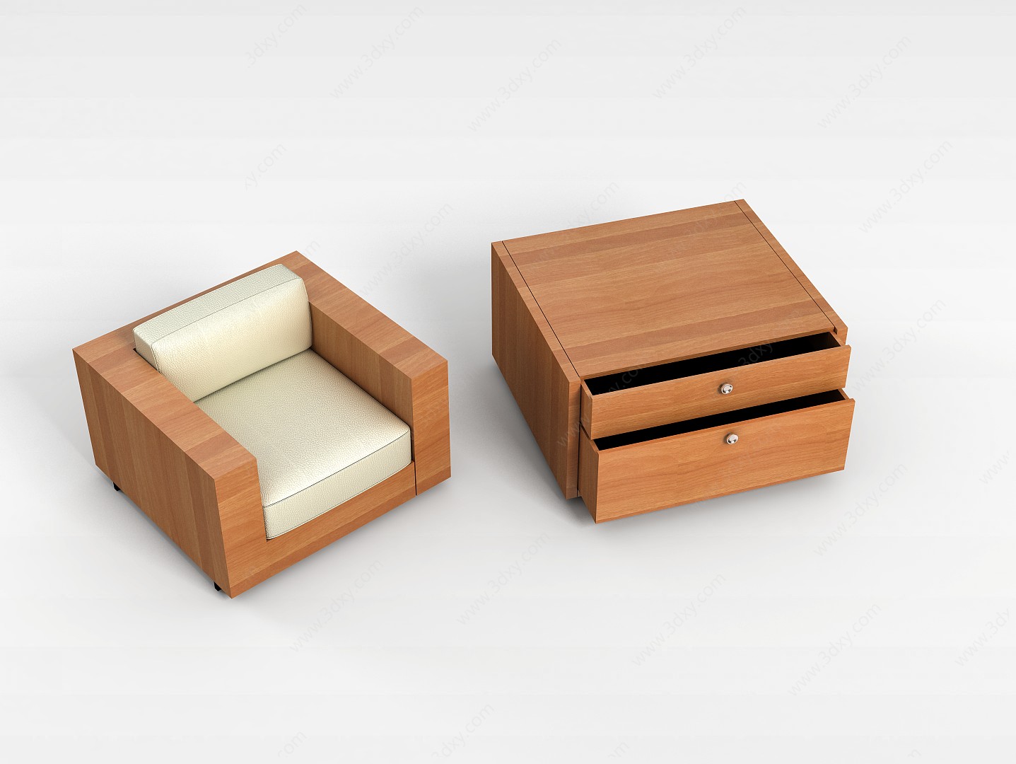木质沙发茶几组合3D模型