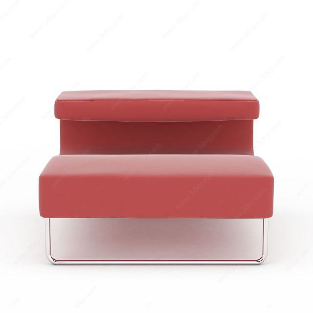 红色简约沙发3D模型