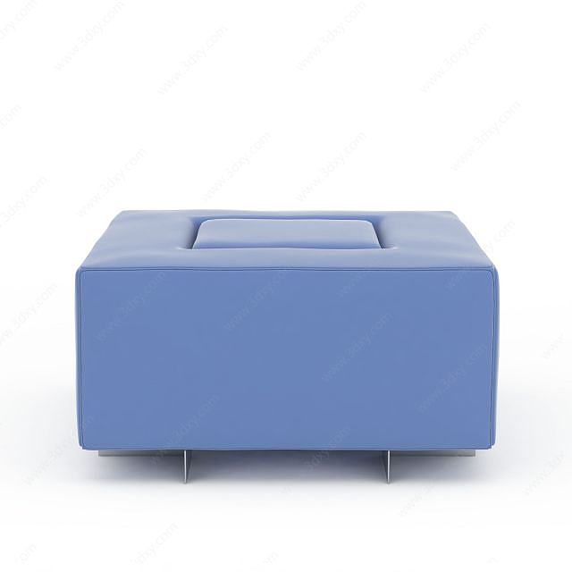 蓝色方形沙发3D模型