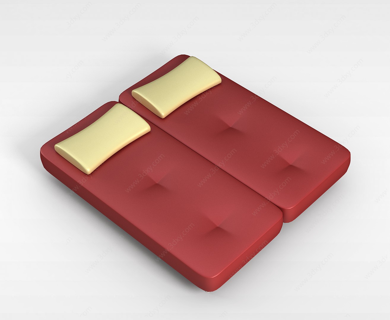 红色简约床3D模型