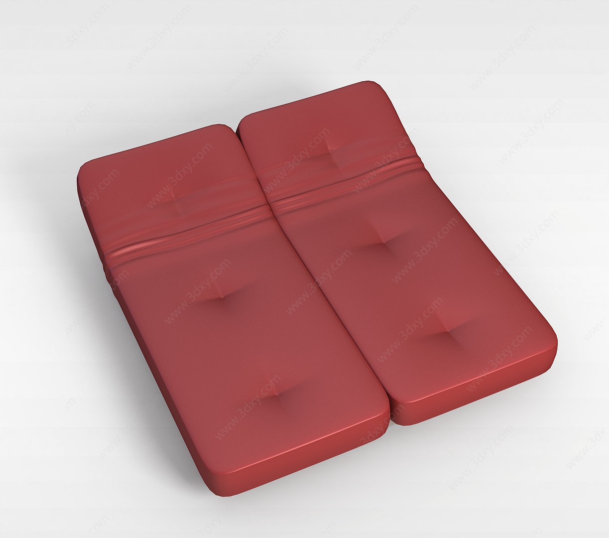 红色皮质床3D模型