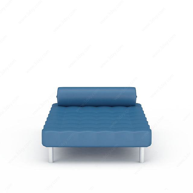 蓝色单人床3D模型
