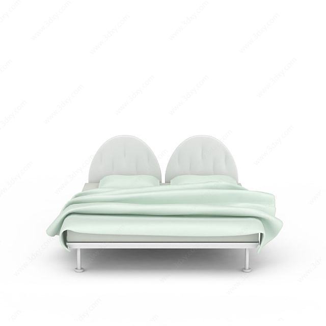 布艺白色床3D模型