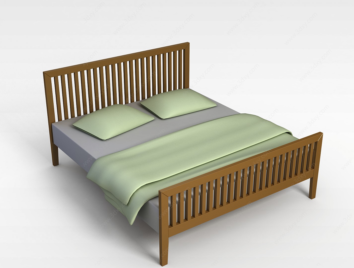 镂空木质床3D模型