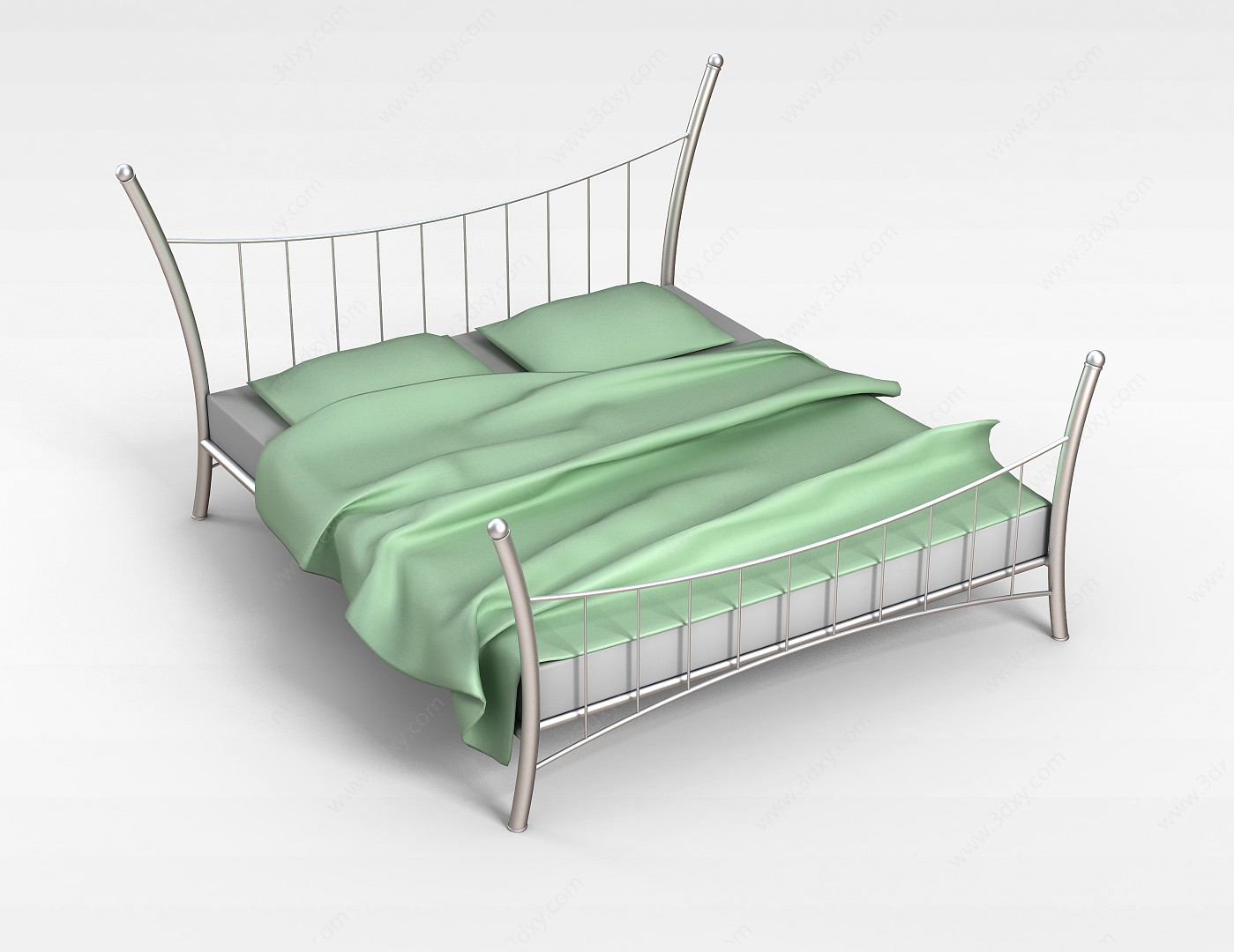 白色铁制床3D模型