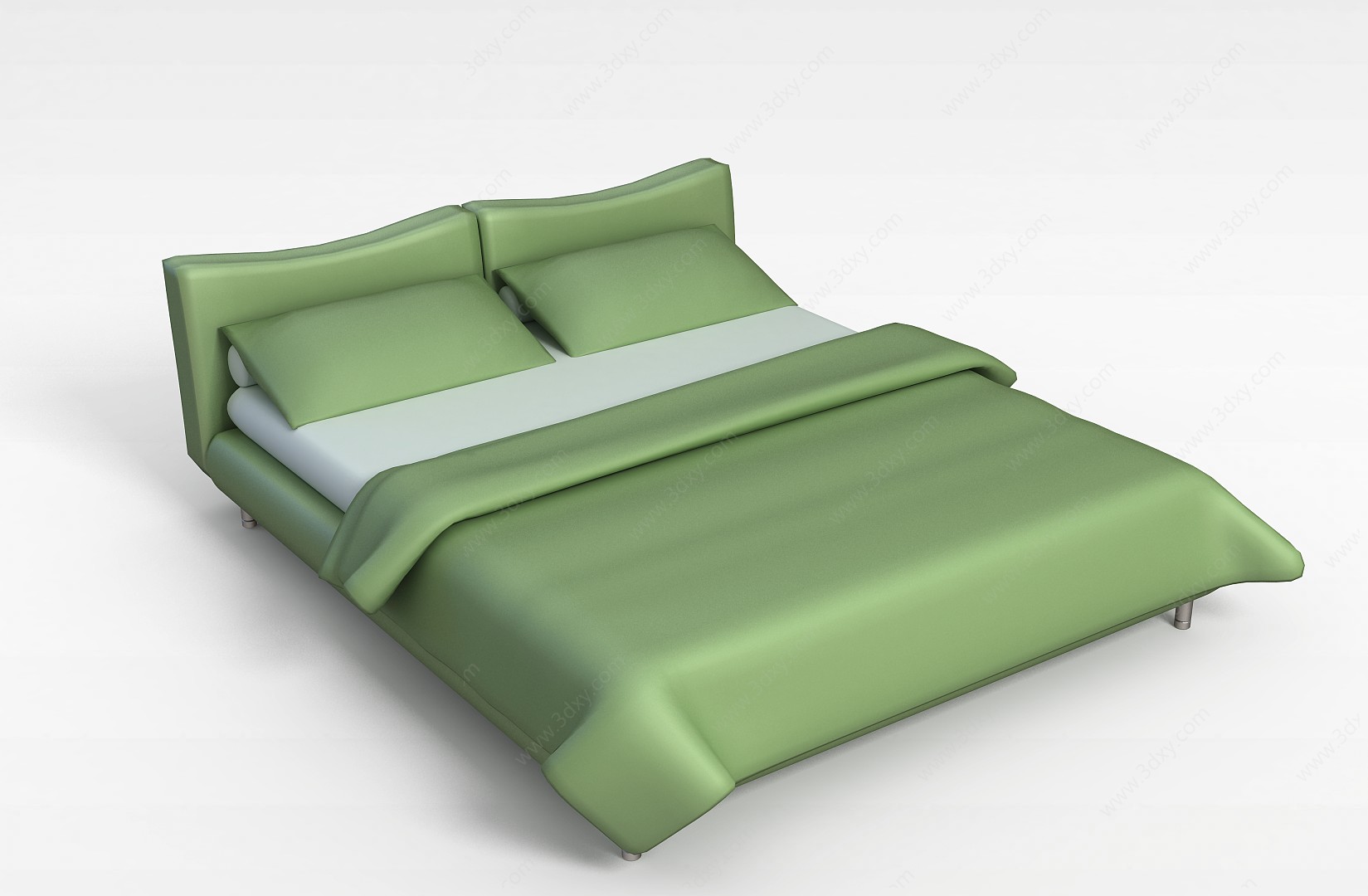绿色布艺床3D模型