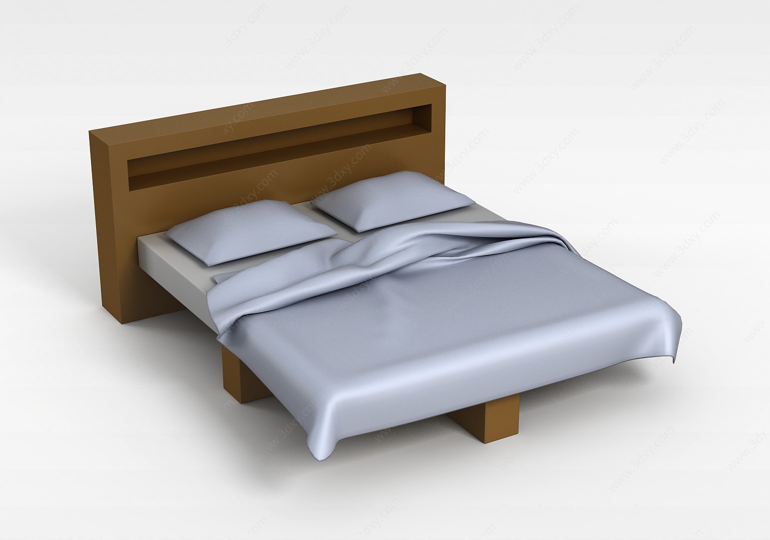 创意实木床3D模型