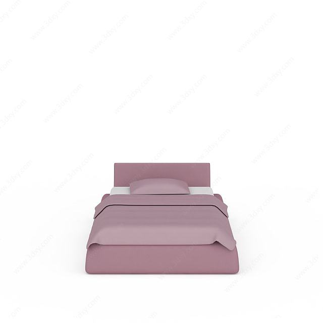 粉红单人床3D模型