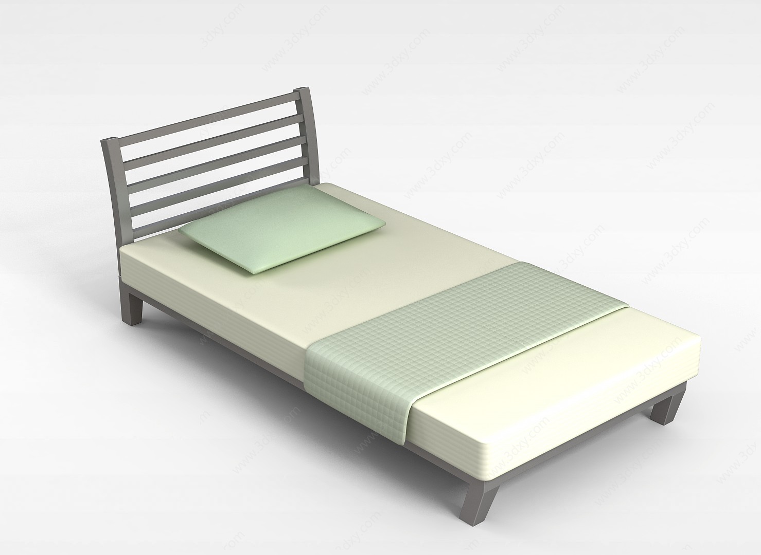 简约单人床3D模型