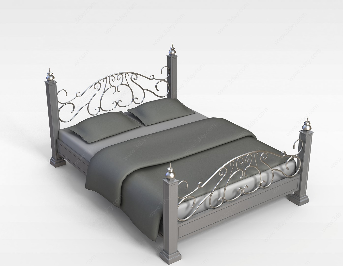 雕花铁艺床3D模型