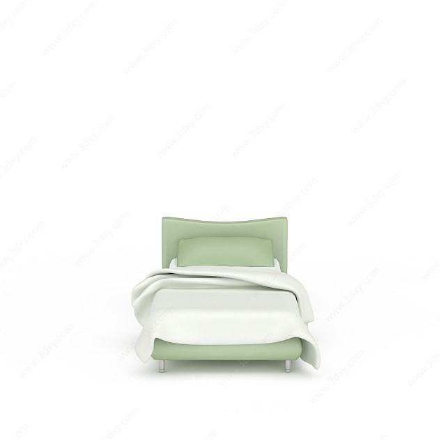 绿色布艺床3D模型