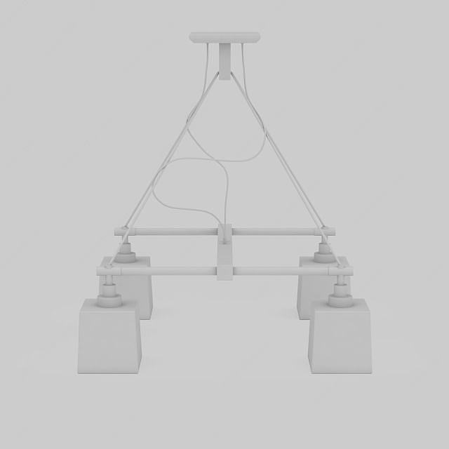 方形四头吊灯3D模型