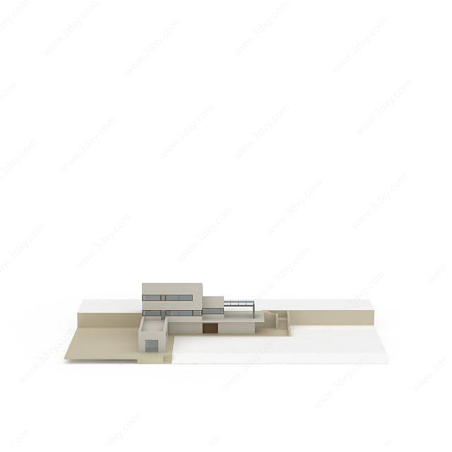 白色教学楼3D模型