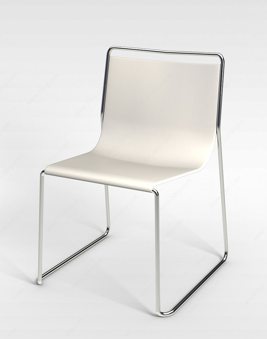 简约白色椅子3D模型