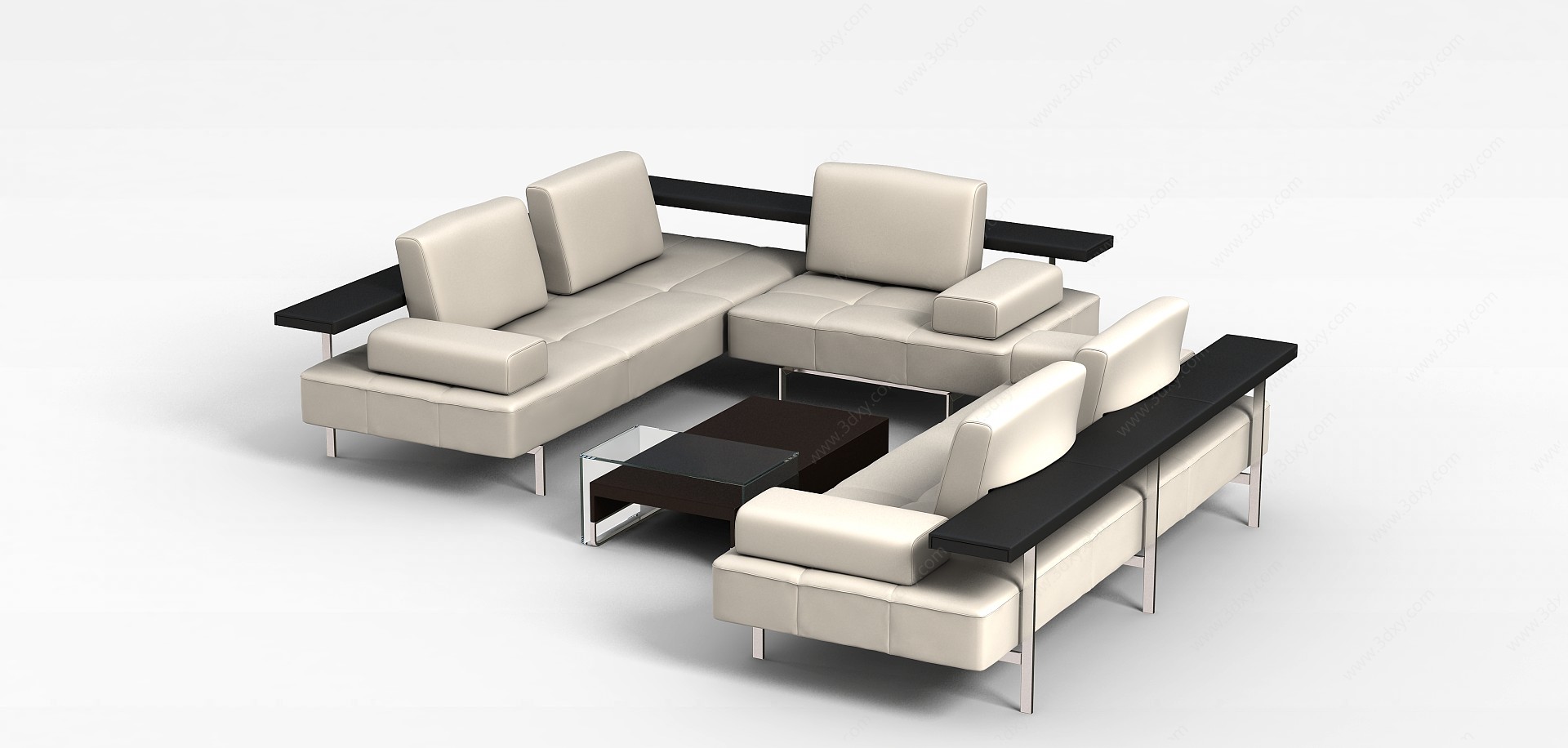 米色皮质沙发3D模型