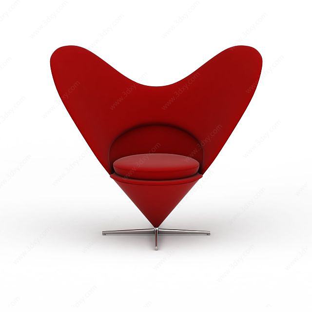 红色心形座椅3D模型