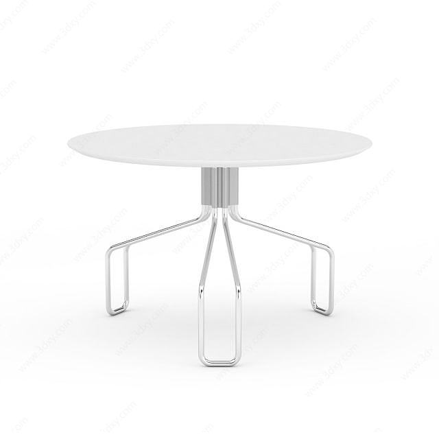 白色圆形小桌3D模型