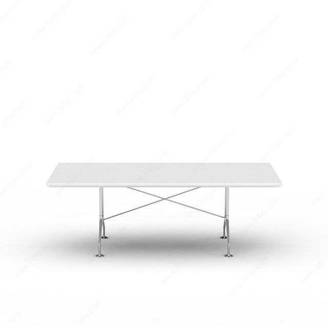 白色四方桌子3D模型