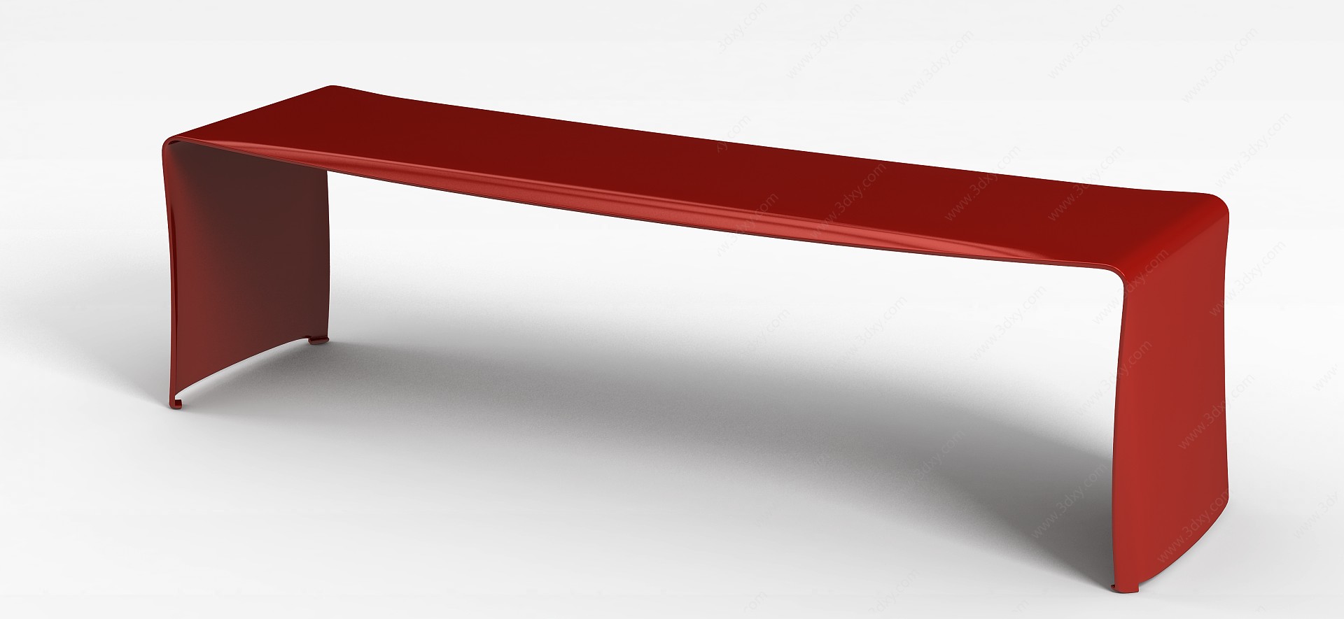 红色简约长椅3D模型
