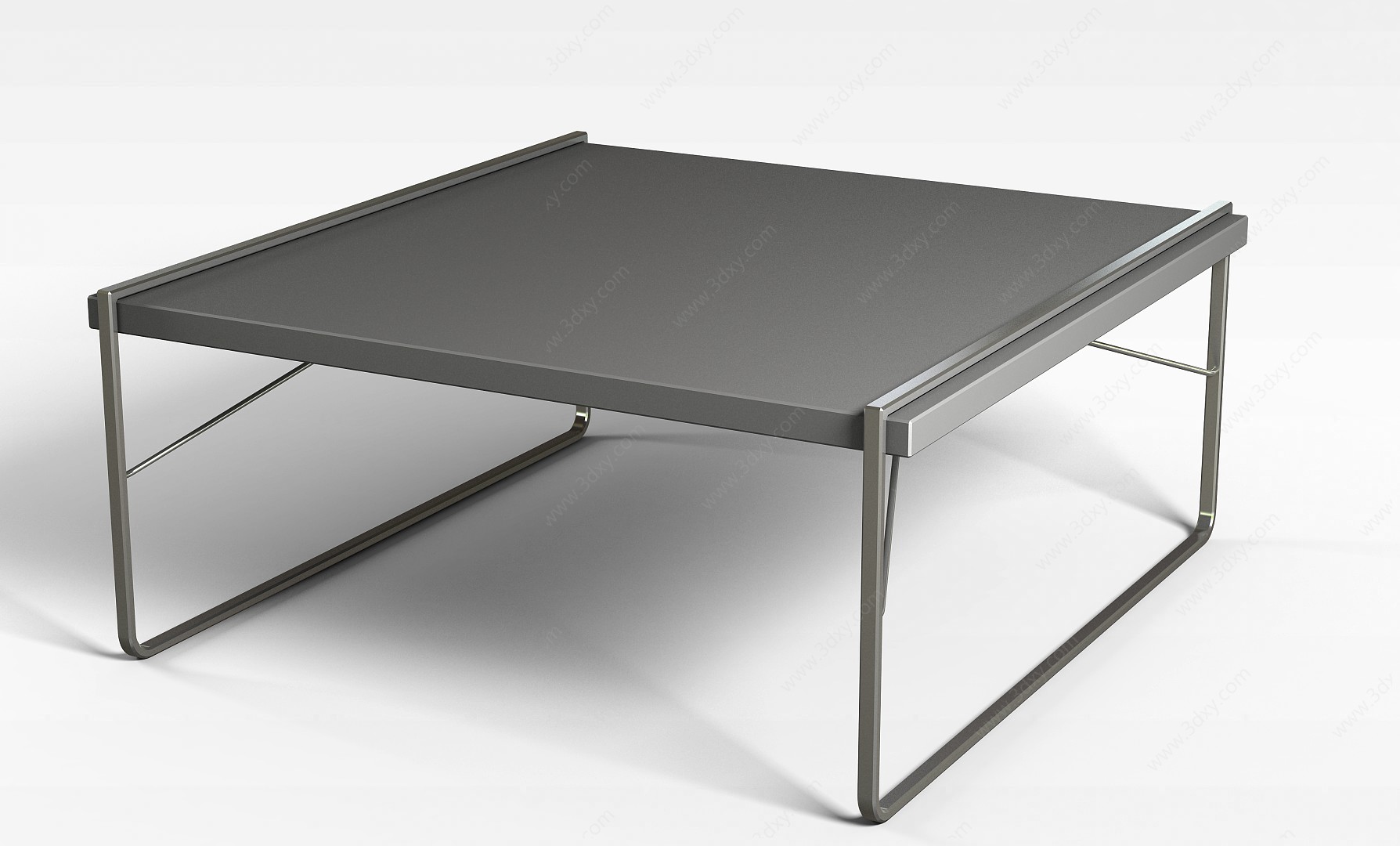灰色四方木桌3D模型