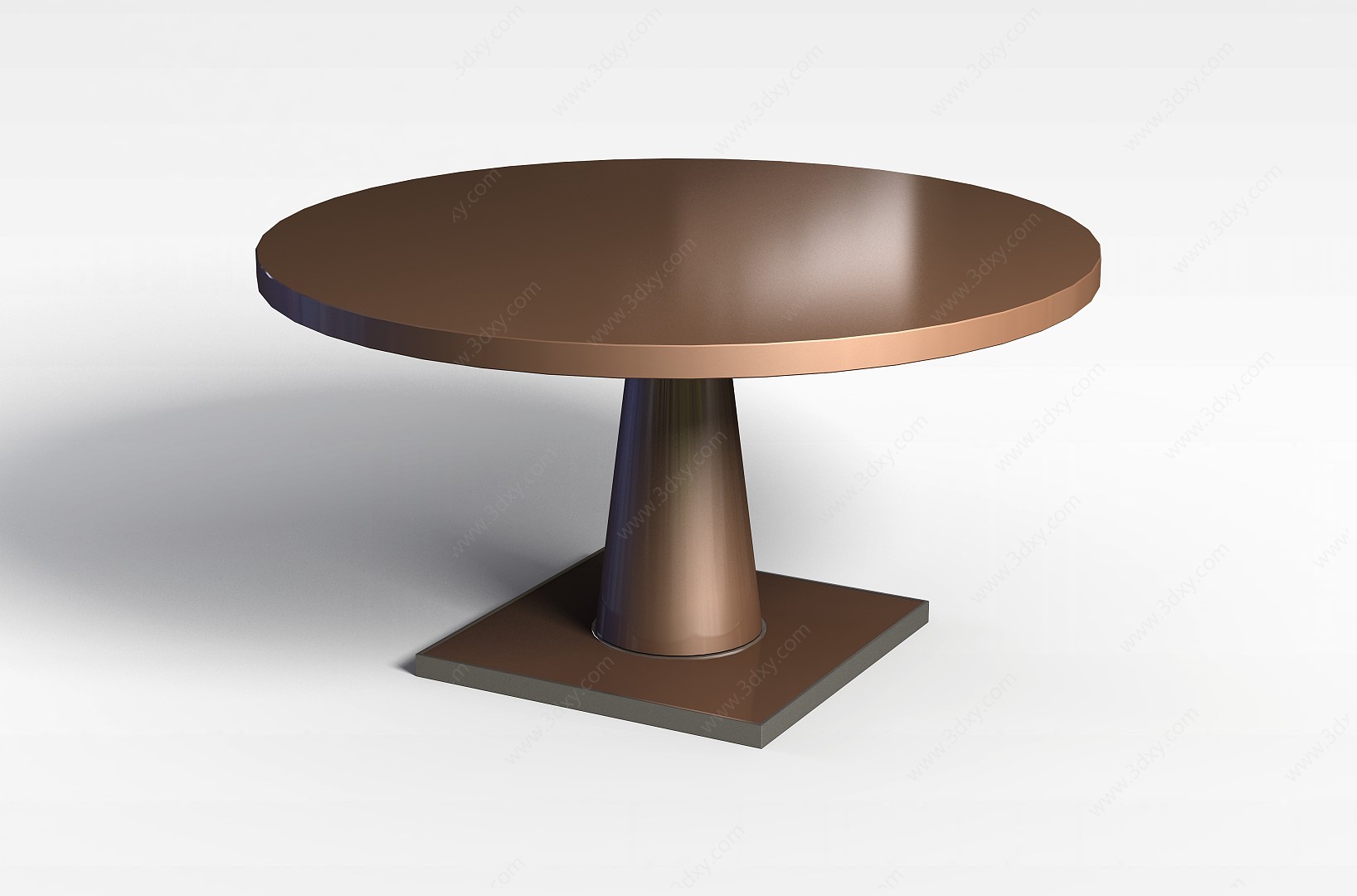 褐色木质圆桌3D模型