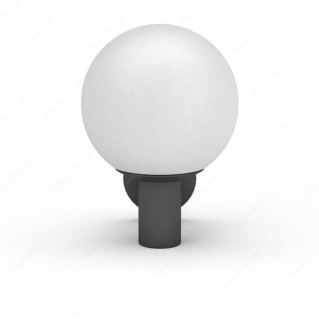 白色圆形户外灯3D模型