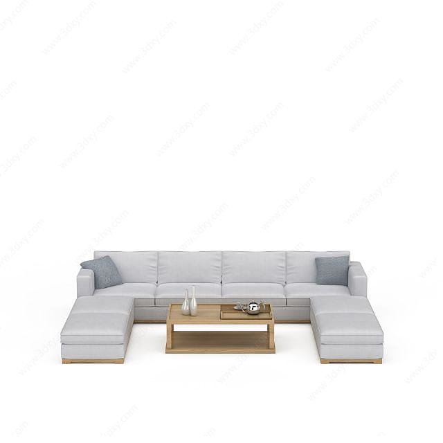 现代u型沙发3D模型