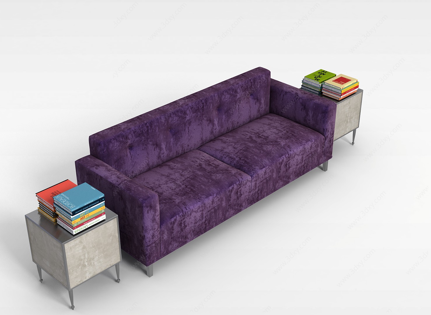 紫色布艺沙发3D模型