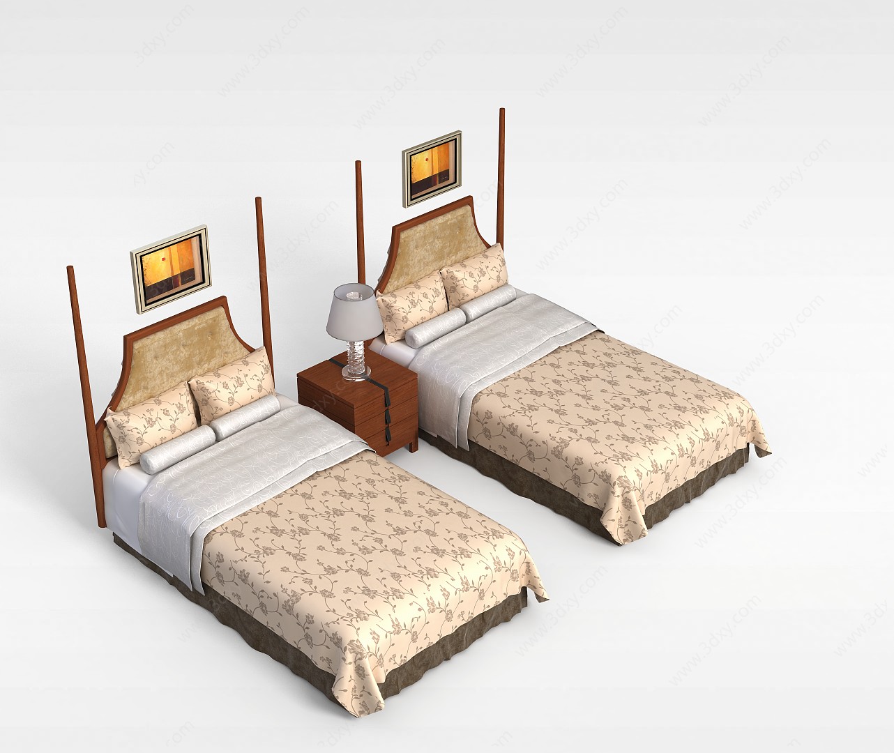 酒店单人床3D模型