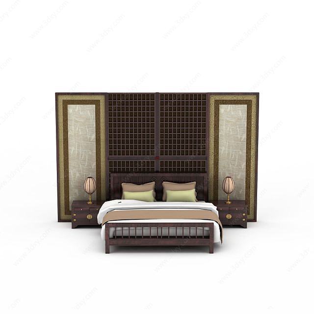 中式木床3D模型