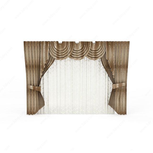 高档欧式窗帘3D模型