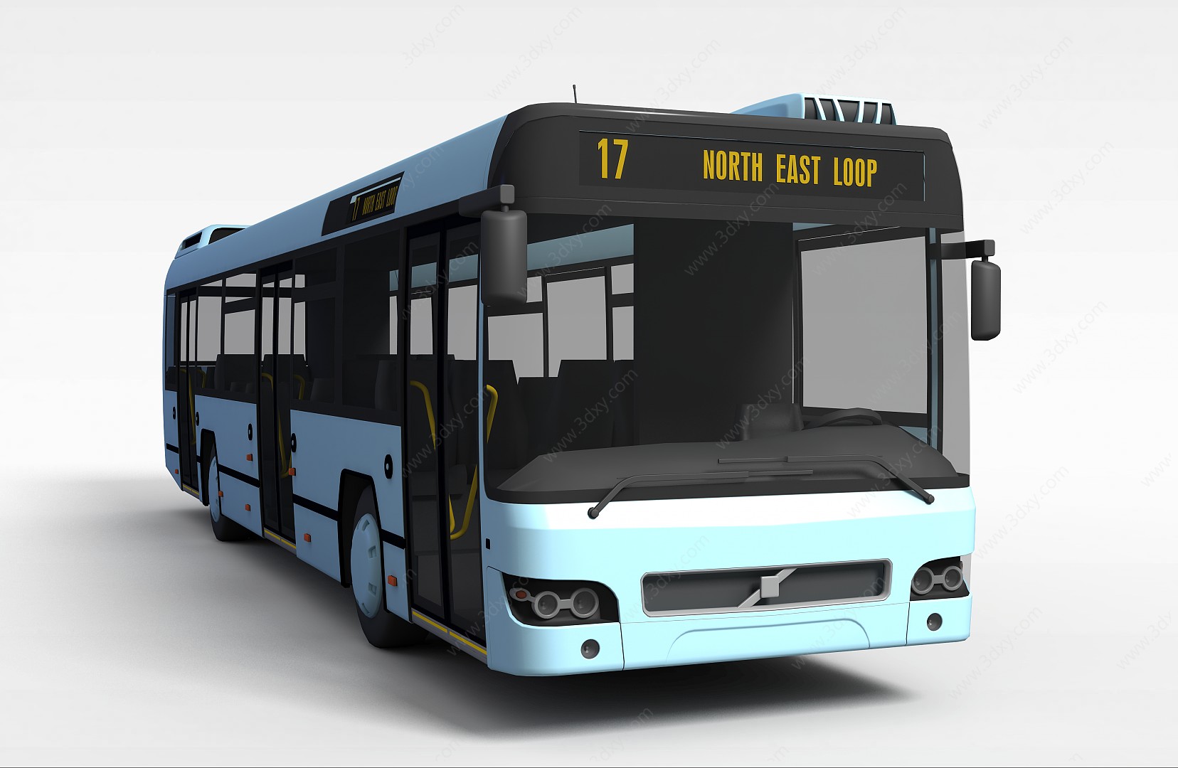 蓝色客车3D模型