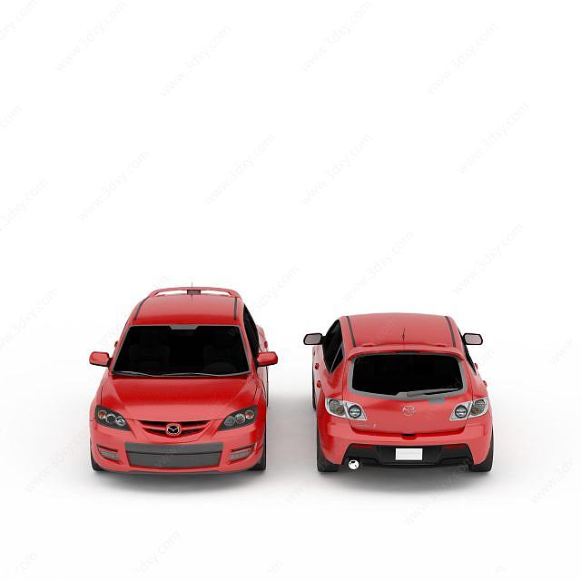 红色马自达汽车3D模型