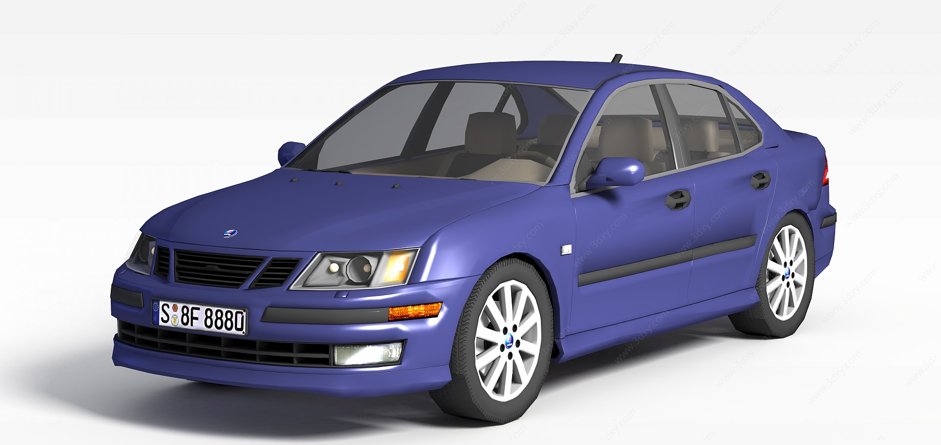 时尚蓝色汽车3D模型