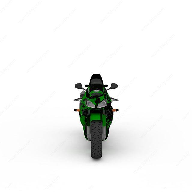 绿色时尚摩托车3D模型
