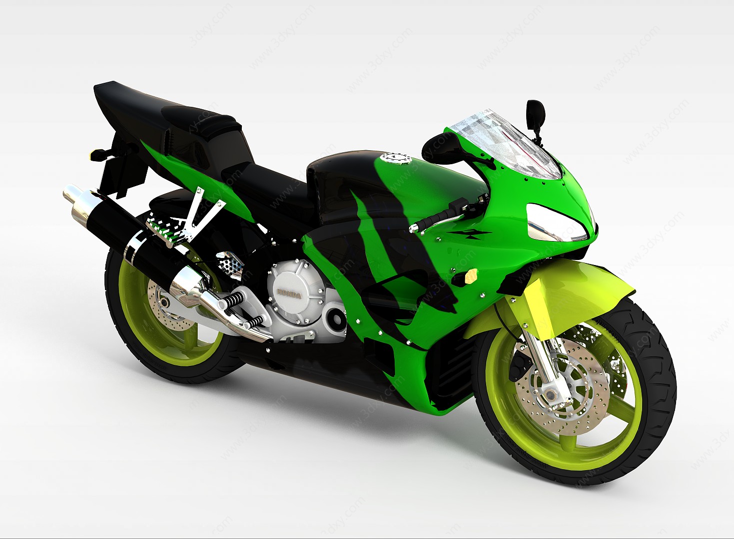 草绿色摩托车3D模型