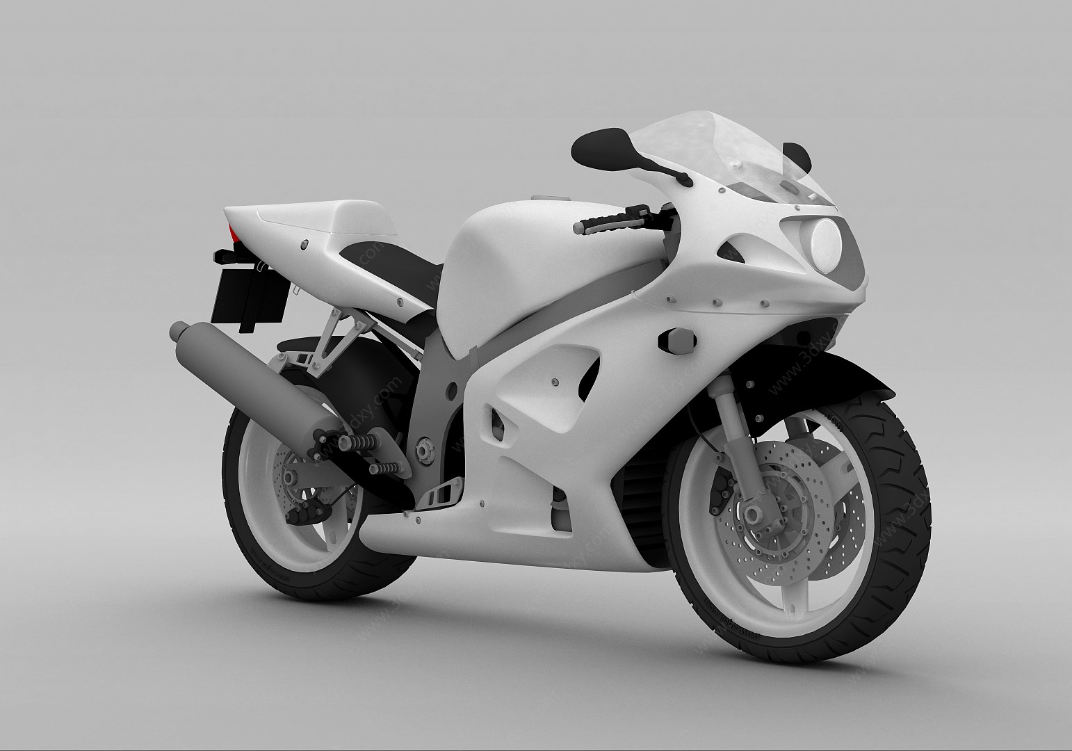 白色时尚摩托车3D模型