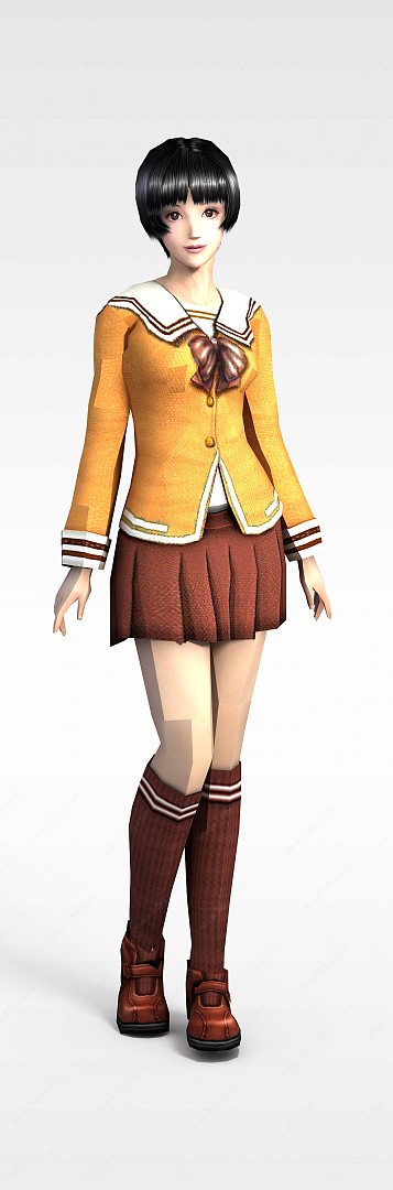 黄衣女学生3D模型
