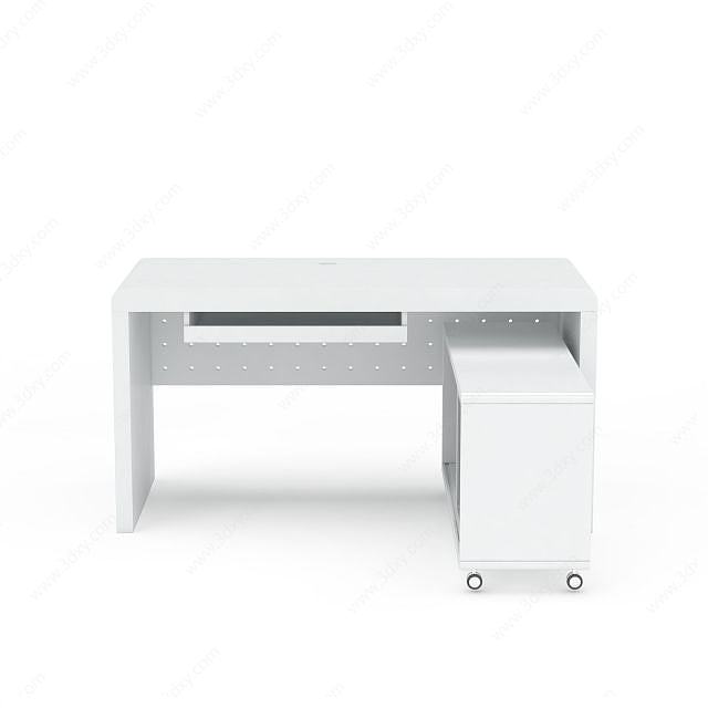 白色办公桌3D模型