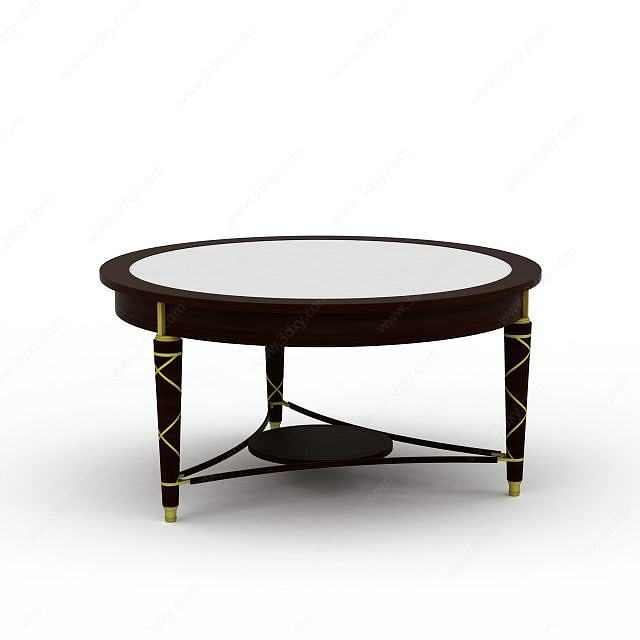 复古木质圆桌3D模型