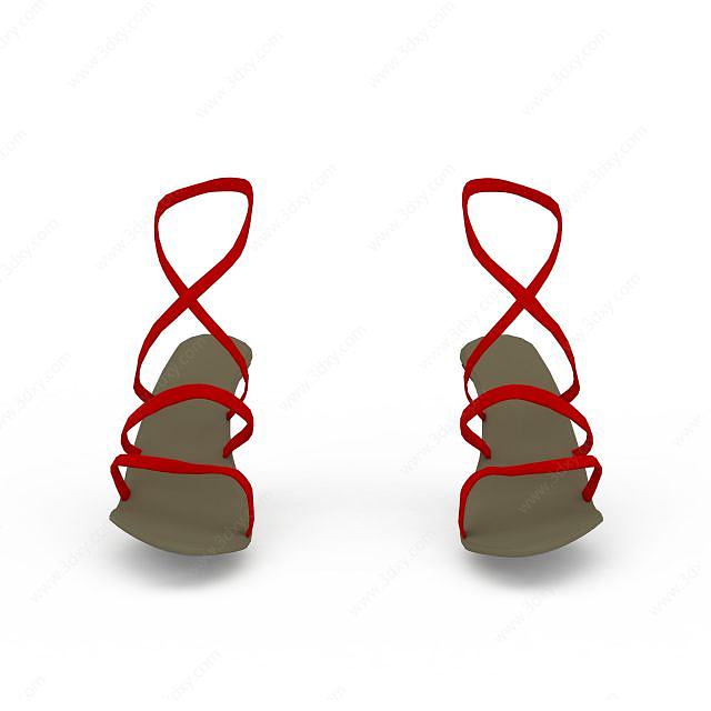红色凉鞋3D模型
