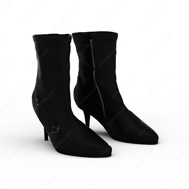 黑色女靴3D模型