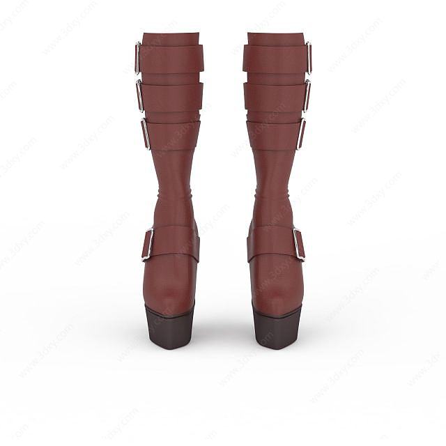 棕色女靴3D模型