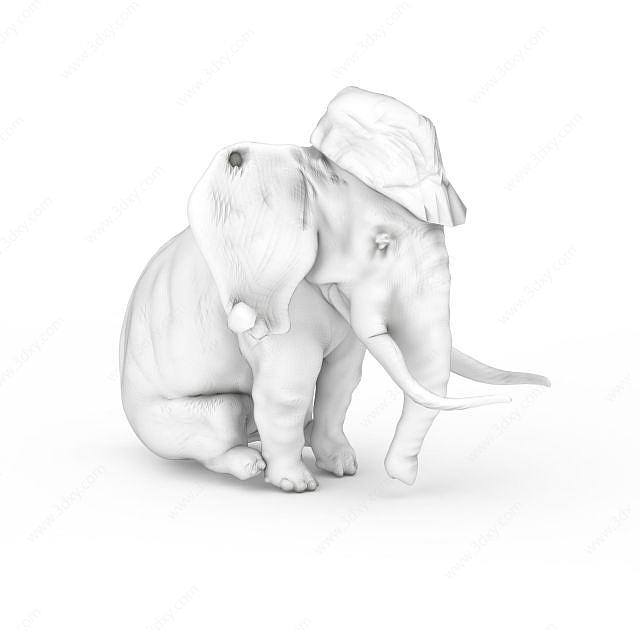 石膏大象雕塑3D模型