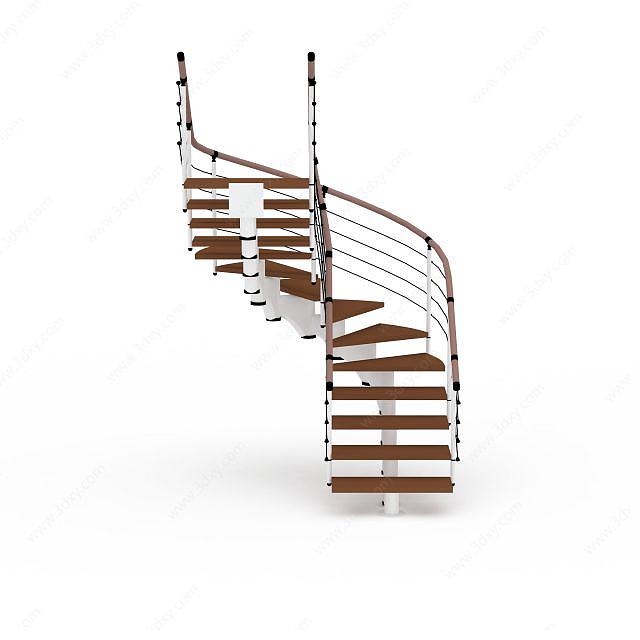 复古木制楼梯3D模型