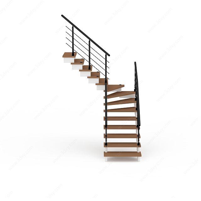 复式木制楼梯3D模型