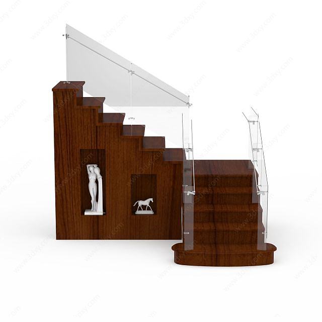 木制复式楼梯3D模型